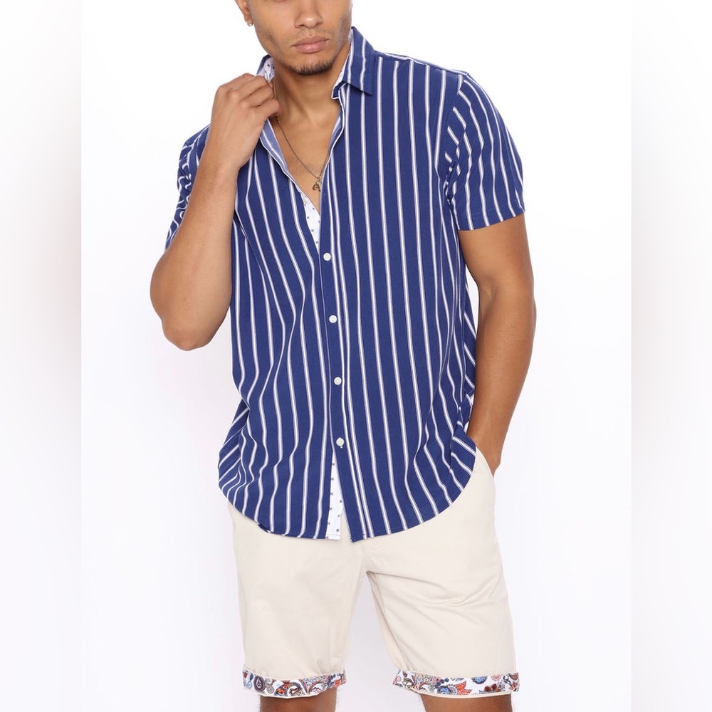 NWT Bruno Milano Short Sleeve Top - Navy/White